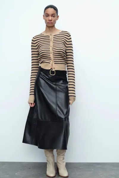 Полосатый вязаный кардиган ZARA, цвет striped