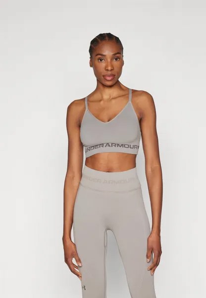 Спортивный бюстгальтер с легкой поддержкой SEAMLESS LOW LONG BRA Under Armour, цвет pewter/fresh clay