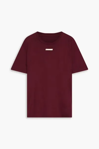Футболка из хлопкового джерси с аппликацией Maison Margiela, слива