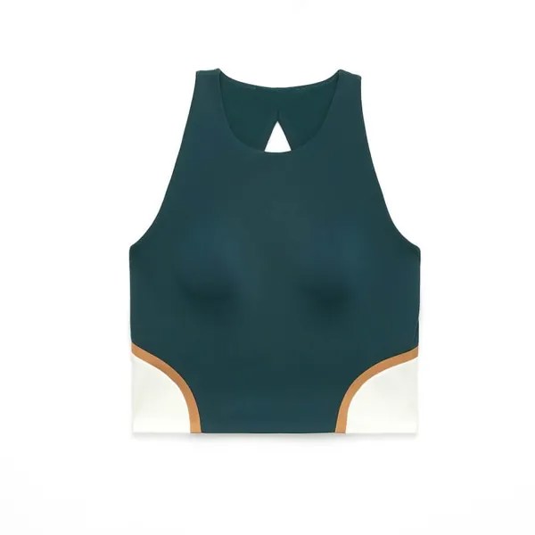 Топ Oysho Compressive Blocks Tank, темно-зеленый
