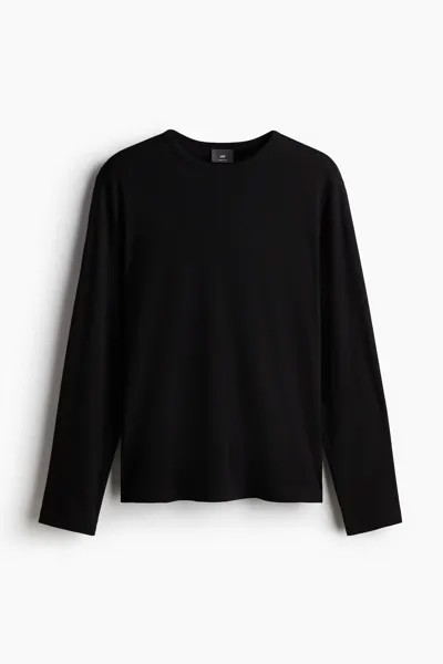 Лонгслив из джерси H&M A/W 2024 Regular Fit, черный