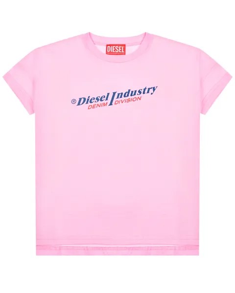 Розовая футболка с лого Diesel