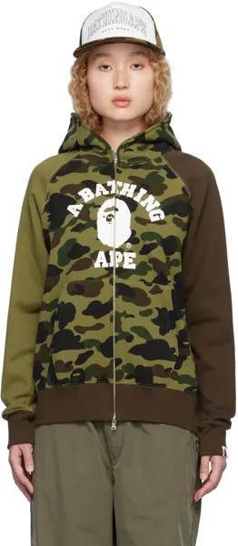 Зеленый худи с камуфляжным принтом 1st Crazy BAPE