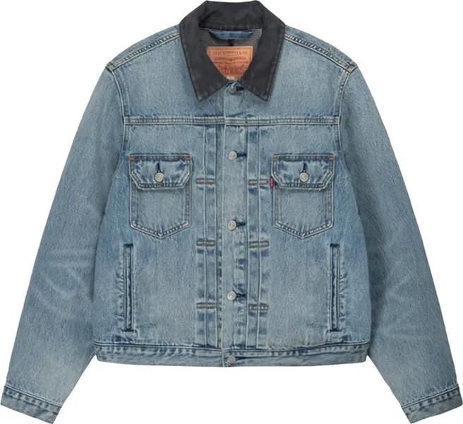 Куртка Stussy x Levi's Embossed Trucker Jacket 'Indigo', синий