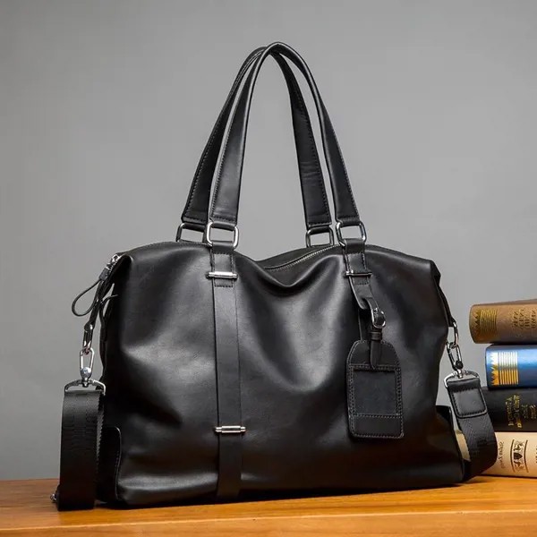 Мужские кожаные сумочки 2023, Однотонная легкая деловая дорожная сумка