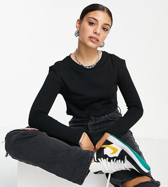 Черный базовый лонгслив Topshop Petite-Черный цвет