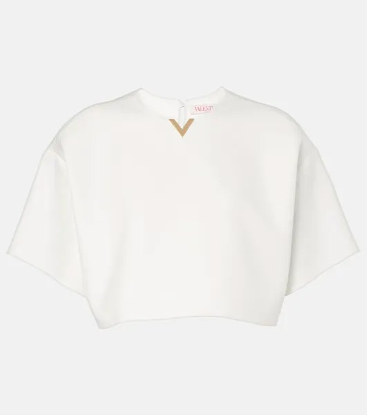 Укороченный топ VGold из хлопкового габардина Valentino, белый