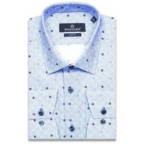 Рубашка POGGINO, размер XL (43-44 cm.), голубой