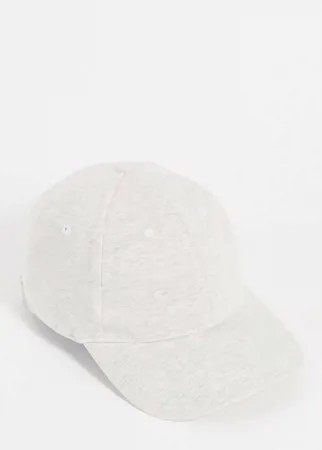 Бежевая трикотажная бейсболка ASOS DESIGN-Белый
