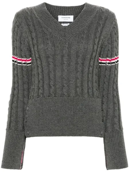 Джемпер фактурной вязки с полосками RWB Thom Browne, серый