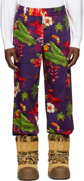 8 Moncler Пурпурные брюки с цветочным принтом Palm Angels Moncler Genius