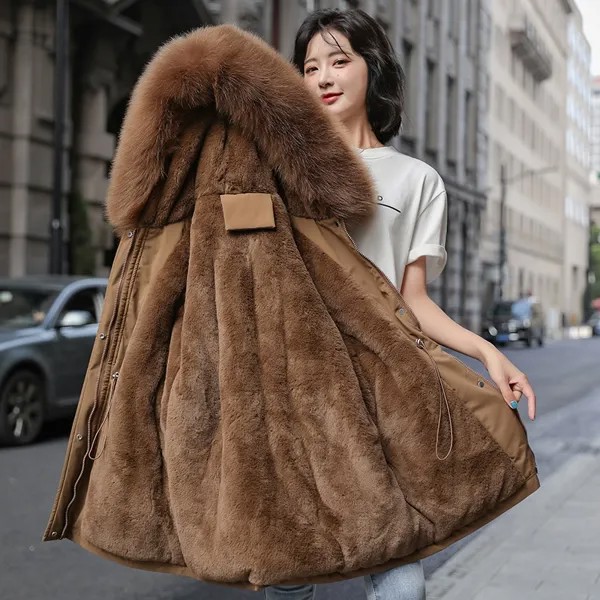 Парки женские модные 2021 корейский стиль осень-весна пуховик Роскошная зимняя длинная кавайная куртка оверсайз пуховое пальто