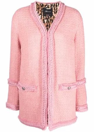 Blumarine твидовый пиджак с плетеной отделкой