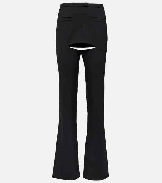 Расклешенные брюки из смесовой шерсти с вырезами Courrèges, черный