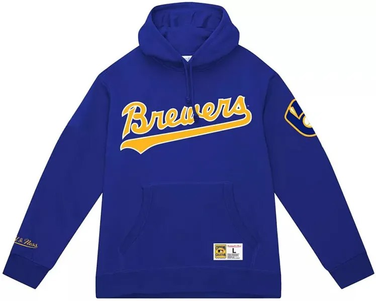 Мужской пуловер с капюшоном и логотипом Mitchell & Ness Milwaukee Brewers Royal Vintage
