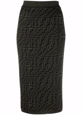 Fendi трикотажная юбка-карандаш с логотипом FF