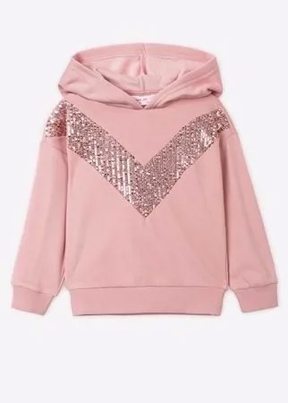 Розовое худи oversize с пайетками для девочки Gloria Jeans