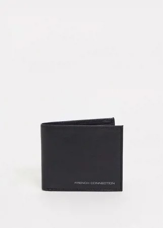Классический складной кошелек черного цвета с контрастной бронзовой надписью French Connection-Черный цвет