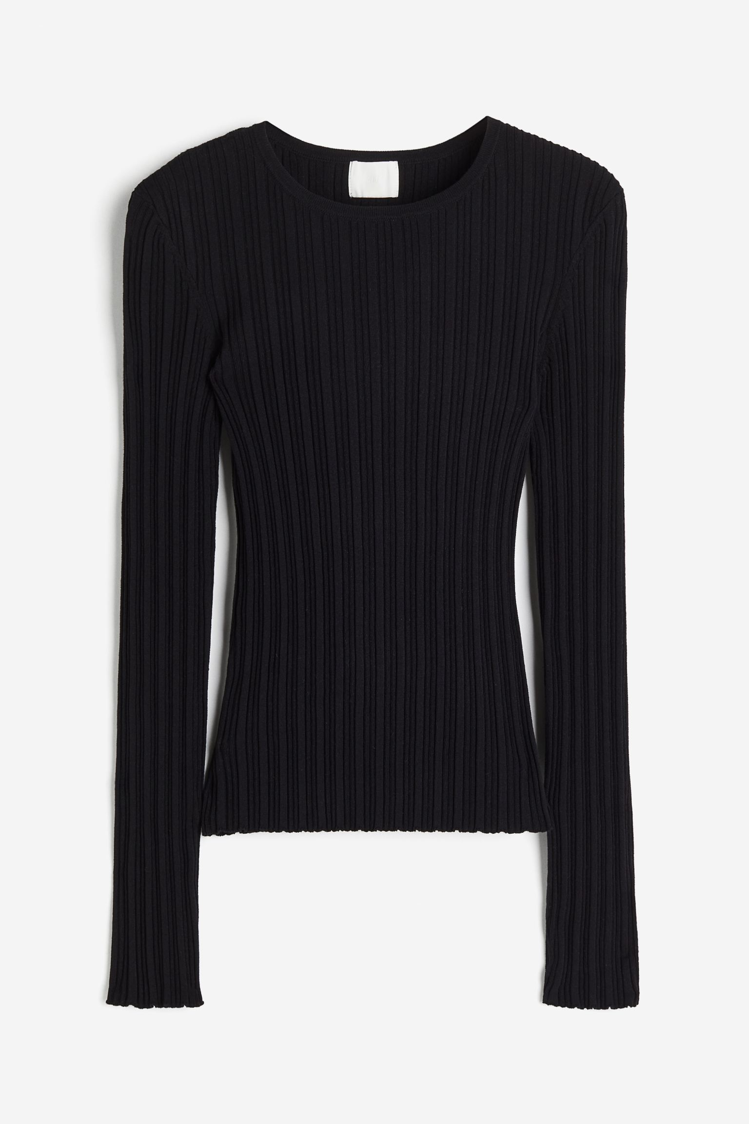 Лонгслив H&M Rib-knit, черный