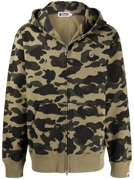 A BATHING APE® logo-patch camouflage-print hoodie