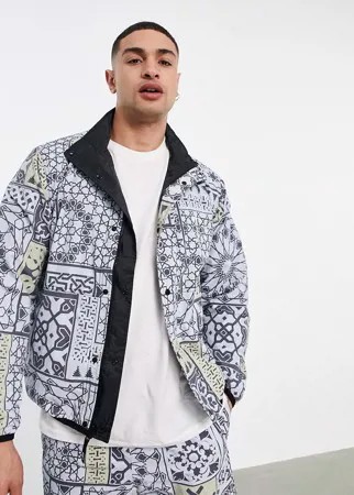 Двухсторонняя куртка черного цвета и в стиле пэчворк Obey-Черный цвет