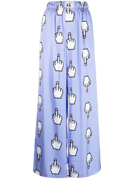 Широкие брюки Pixel Middle Finger Natasha Zinko, фиолетовый