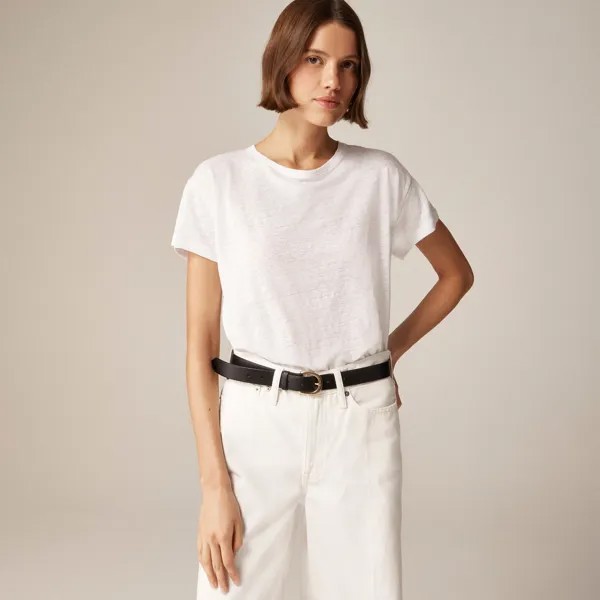 Футболка свободного кроя из льна J.Crew, белый