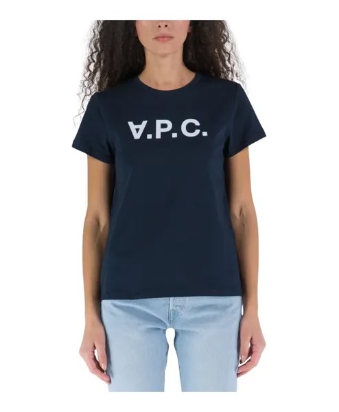 Хлопковая футболка с логотипом APC A.P.C., синий