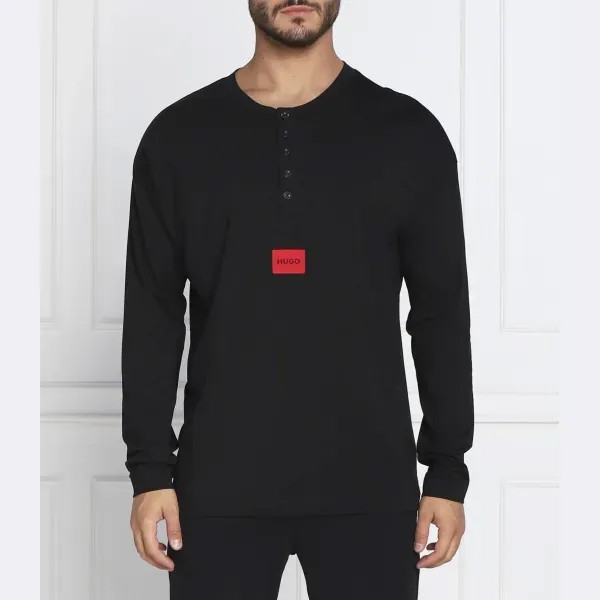 Лонгслив Hero Henley стандартной посадки Hugo, черный