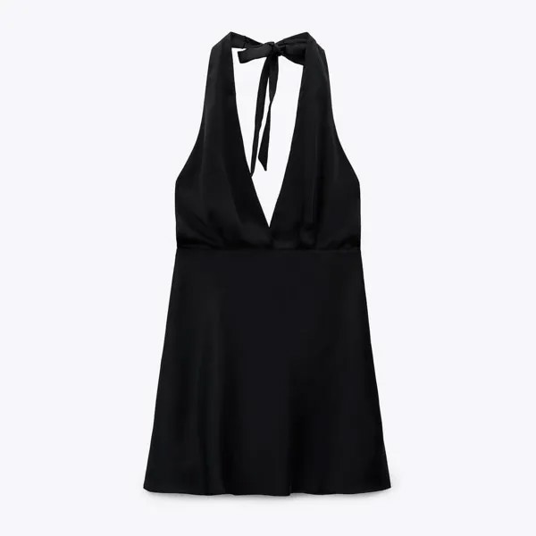 Платье Zara Short Satin, черный