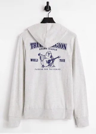 Худи на молнии с логотипом True Religion-Светло-бежевый