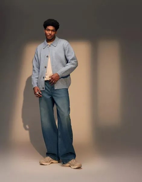 Голубые мешковатые джинсы Topman