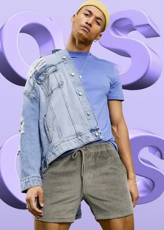 Светло-зеленые вельветовые укороченные шорты ASOS DESIGN-Зеленый