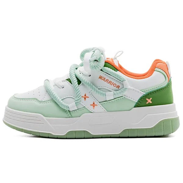 Кроссовки WARRIOR Skateboarding Shoes Women's Low-top White/Green, зеленый