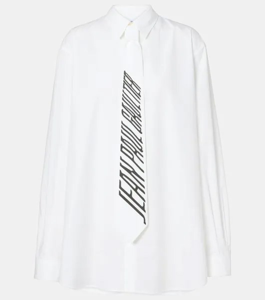 Рубашка из хлопкового поплина с логотипом Jean Paul Gaultier, цвет white/black