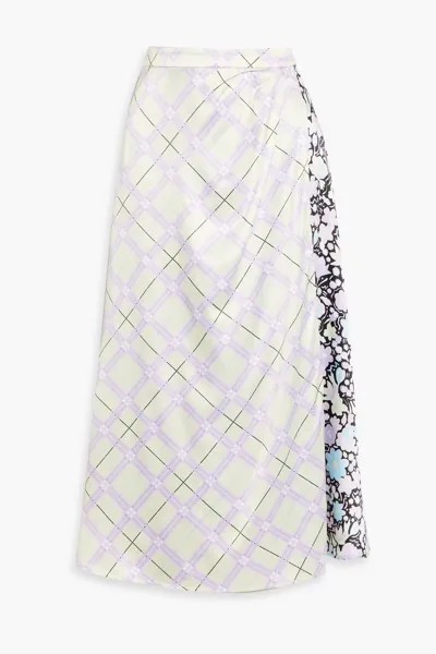 Атласная юбка миди Ida с запахом и принтом Olivia Rubin, многоцветный