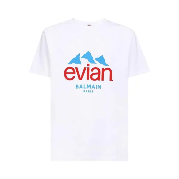 Футболка Balmain x Evian Logo T-Shirt, белый
