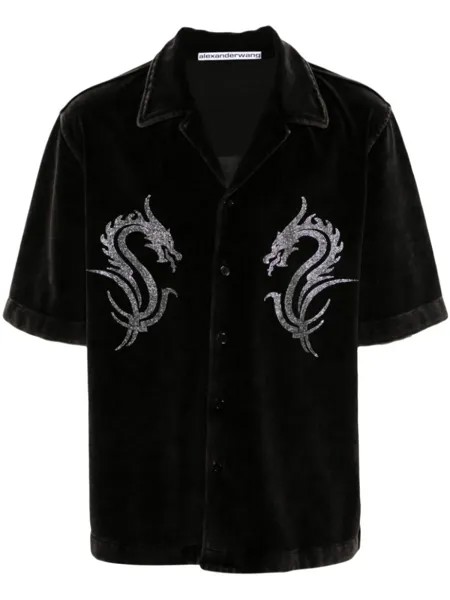 Alexander Wang велюровая рубашка Dragon Hotfix, черный
