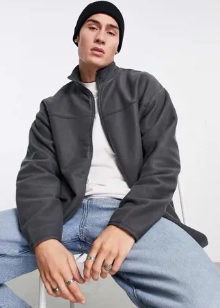 Черная выбеленная oversized-олимпийка из флиса ASOS DESIGN-Черный цвет