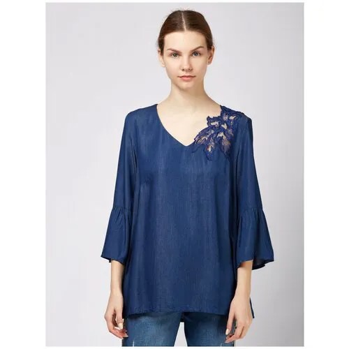 Блуза  Laete, повседневный стиль, трапеция силуэт, размер 36, синий