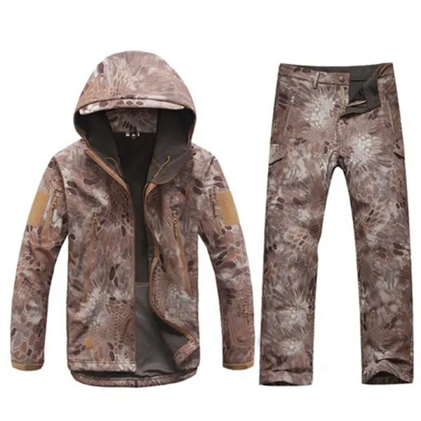 Камуфляжная тактическая софтшелл куртка, Мужская Военная ветрозащитная Водонепроницаемая теплая куртка для походов, охоты, брюки, тренировочный костюм, униформа