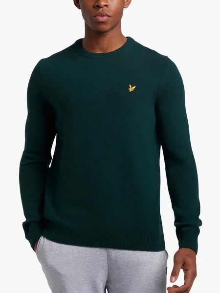 Джемпер с круглым вырезом из смеси овечьей шерсти Lyle & Scott, темно-зеленый меланж