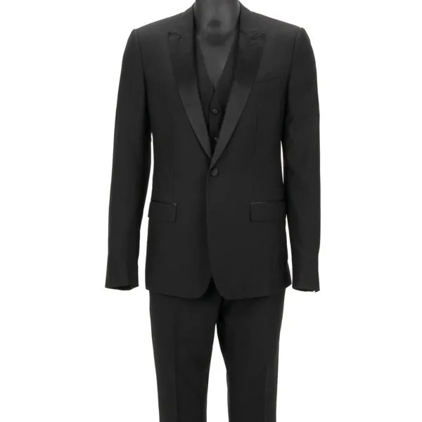 DOLCE - GABBANA MARTINI Шерстяной костюм-тройка, куртка, жилет, брюки, черный 12403