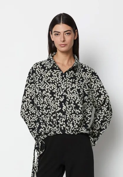 Блуза BOXY SHAPE LONG SLEEVE DRAWSTRING DETAIL AT HEM CHEST POCKET PRINT Marc O'Polo, цвет Multi Black