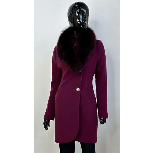 Пальто  зимнее, силуэт полуприлегающий, средней длины, размер 42, фиолетовый
