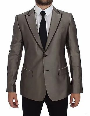 DOLCE - GABBANA Коричневый приталенный шелковый пиджак на двух пуговицах IT44 / US34 Рекомендуемая розничная цена 2400 долларов США