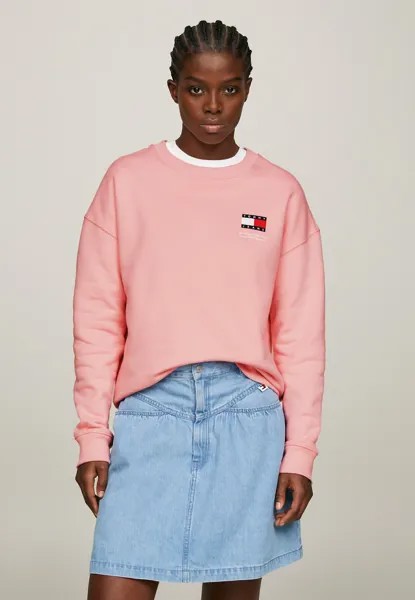 Толстовка Tommy Jeans BOXY FLAG GRAPHIC CREW NECK, цвет ballet pink