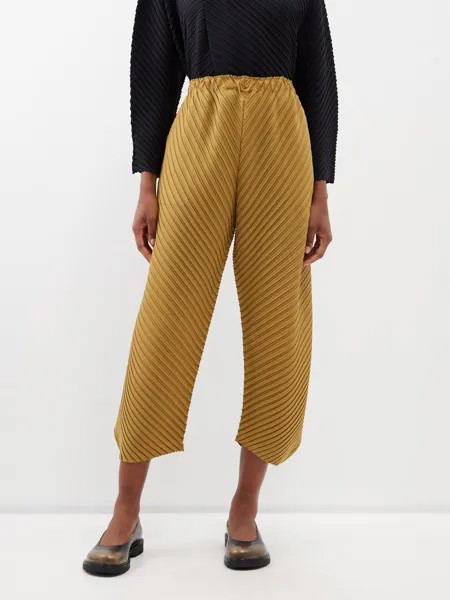 Укороченные брюки reiteration со складками Issey Miyake, золото