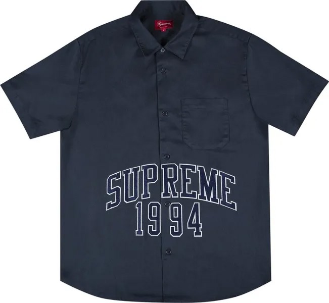 Рубашка Supreme Arc Logo Short-Sleeve Work Shirt 'Navy', синий