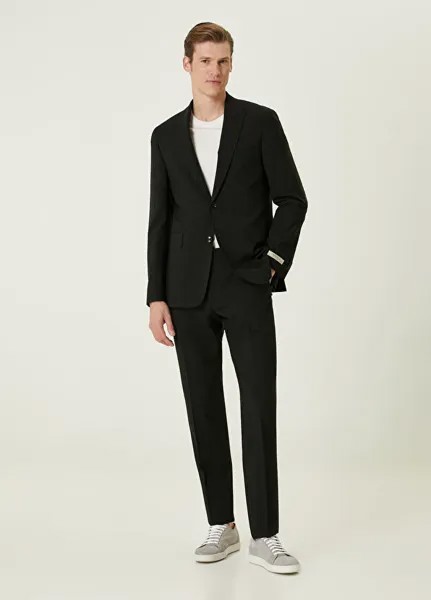 Полосатый шерстяной костюм Beymen Collection, черный